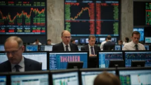 Российский рынок акций растет днем в понедельник